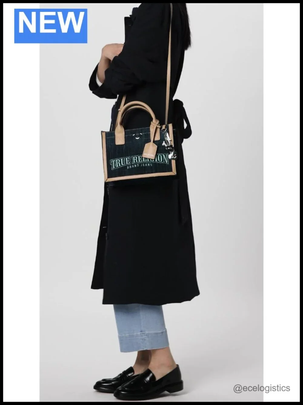 Structured Denim Tote Bag with Detachable Shoulder Strap